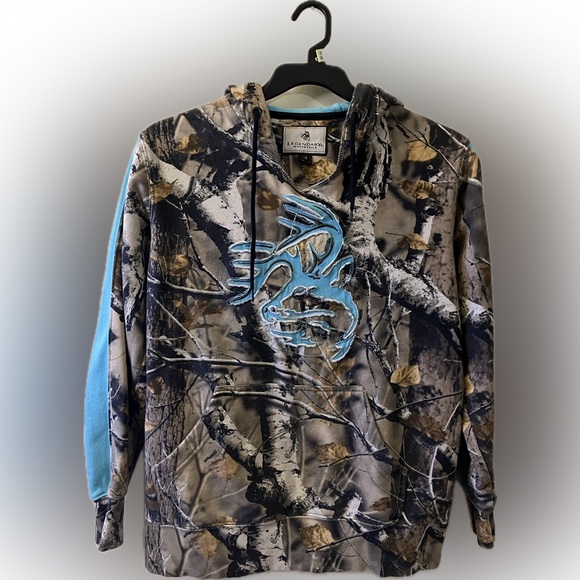 Legendary Whitetails Woodland Camo Hoodie with Blue Logo - Picture 1 of 4